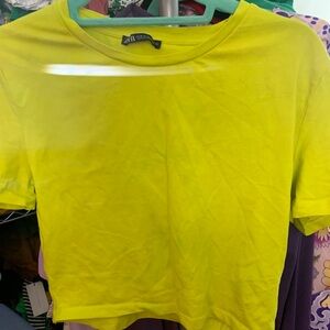 ZARA Bright Yellow Crew Neck Tee